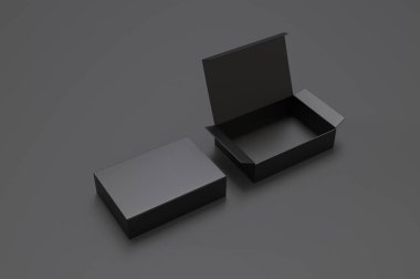 Marka için boş sıkıştırma kilidi kağıt kutusu. 3d render illüstrasyon.