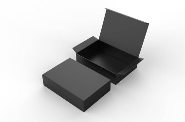 Marka için boş sıkıştırma kilidi kağıt kutusu. 3d render illüstrasyon.