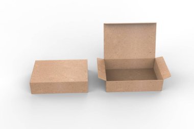 Marka için boş sıkıştırma kilidi kağıt kutusu. 3d render illüstrasyon.