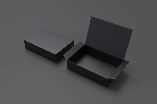 Marka için boş sıkıştırma kilidi kağıt kutusu. 3d render illüstrasyon.