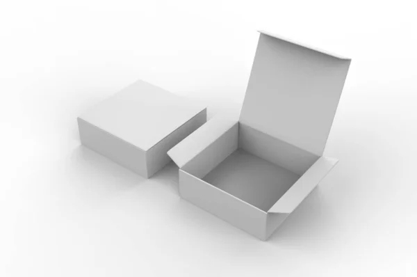 Marka için boş sıkıştırma kilidi kağıt kutusu. 3d render illüstrasyon.