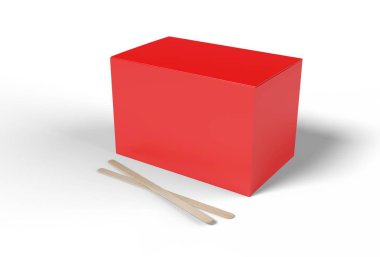 Kahve karıştırıcı karton paketleme markalaşma için. 3d resimleme.