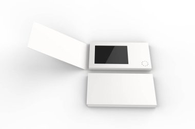 Boş Lcd Video Posta Kartı ve Marka Broşürü. 3d resimleme.
