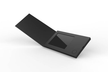 Boş Lcd Video Posta Kartı ve Marka Broşürü. 3d resimleme.