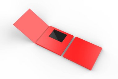 Boş Lcd Video Posta Kartı ve Marka Broşürü. 3d resimleme.