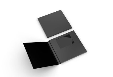 Boş Lcd Video Posta Kartı ve Marka Broşürü. 3d resimleme.