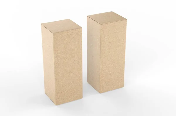 Blank Tall Paper Box Branding Mock Render Illustration — Stock Photo, Image