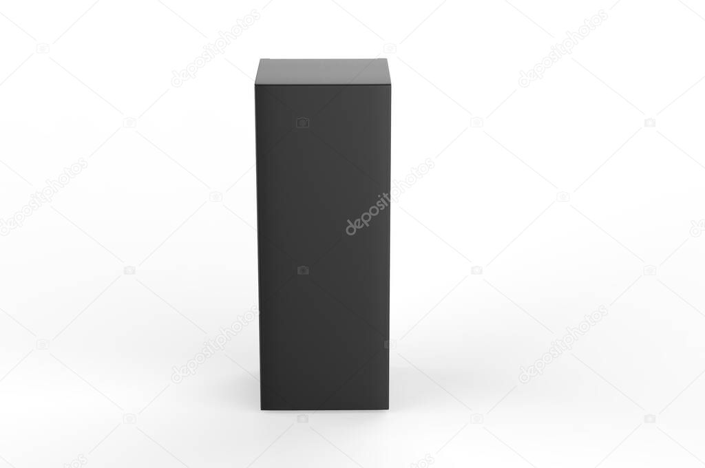 Blank tall paper box for branding and mock up. 3d render illustration.