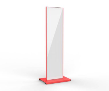 Boş Çift taraflı açık hava reklamcılığı metalik arka ışıklandırma Poster stand Mock up. Eğri LED B Totem Poster Işık Kutusu. 3d resimleme.