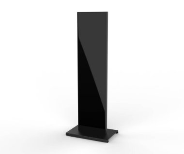 Boş Çift taraflı açık hava reklamcılığı metalik arka ışıklandırma Poster stand Mock up. Eğri LED B Totem Poster Işık Kutusu. 3d resimleme.
