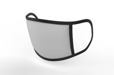 Yeniden kullanılabilir pamuk yüz maskesi. Model için solunum maskesi. Ve tasarım sunumu. 3d resimleme.