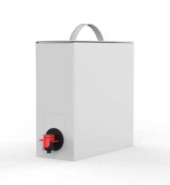 Damgalamak için musluğu olan boş kağıt kutu sert şarap makinesi. 3d resimleme.