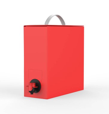 Damgalamak için musluğu olan boş kağıt kutu sert şarap makinesi. 3d resimleme.