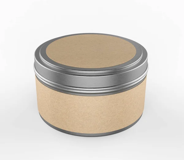 Blank Travel Tin Candle Branding Mock Καθιστούν Εικονογράφηση — Φωτογραφία Αρχείου