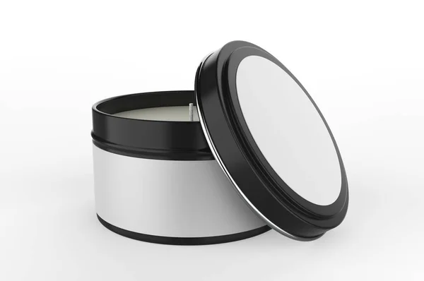 Blank Travel Tin Candle Branding Mock Καθιστούν Εικονογράφηση — Φωτογραφία Αρχείου