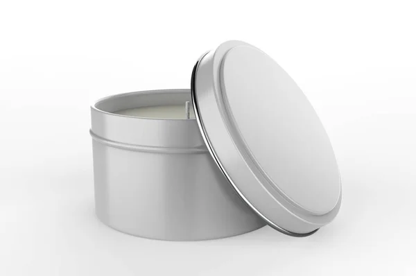 Blank Travel Tin Candle För Branding Och Mock Render Illustration — Stockfoto