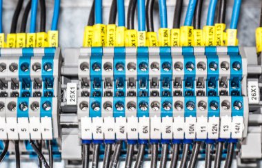 Kablo bağlantıları ile edilen elektrik kabini