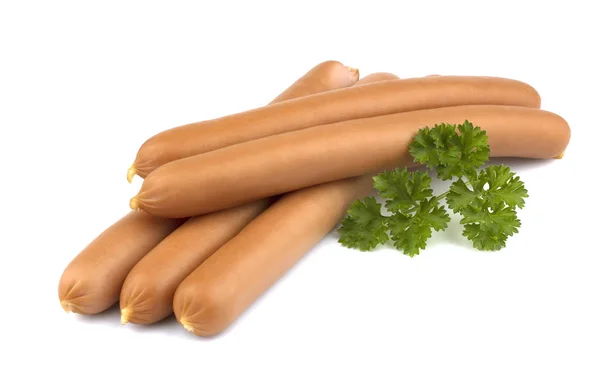 Friss Kolbász Petrezselymes Elszigetelt Fehér Background Hot Dog Kolbász — Stock Fotó