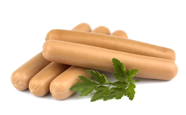 Friss Kolbász Petrezselymes Elszigetelt Fehér Background Hot Dog Kolbász — Stock Fotó