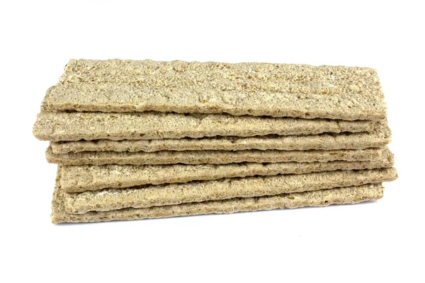 Pão Crocante Saudável Isolado Fundo Branco Pão Fitness Dietético Crocante — Fotografia de Stock