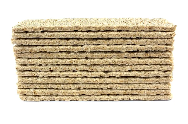 健康的脆面包在白色背景查出 香脆的膳食健身面包 减肥食品 — 图库照片
