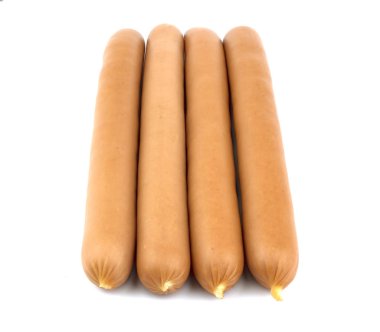 Beyaz arka plan üzerinde izole taze sosis. Sosisli sandviç sosis