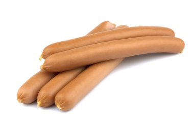 Beyaz arka plan üzerinde izole taze sosis. Sosisli sandviç sosis