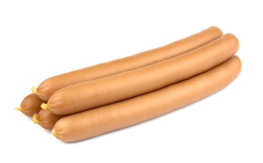 Beyaz arka plan üzerinde izole taze sosis. Sosisli sandviç sosis