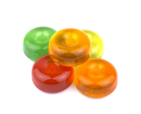 Montón Coloridos Caramelos Azúcar Duro Frutas Dulces Cocidos Ciruelas Azúcar — Foto de Stock