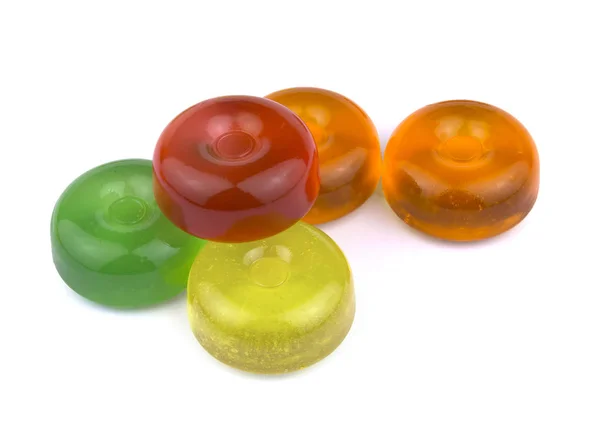 Pilha Frutas Coloridas Doces Açúcar Duro Adoçantes Cozidos Ameixas Açúcar — Fotografia de Stock