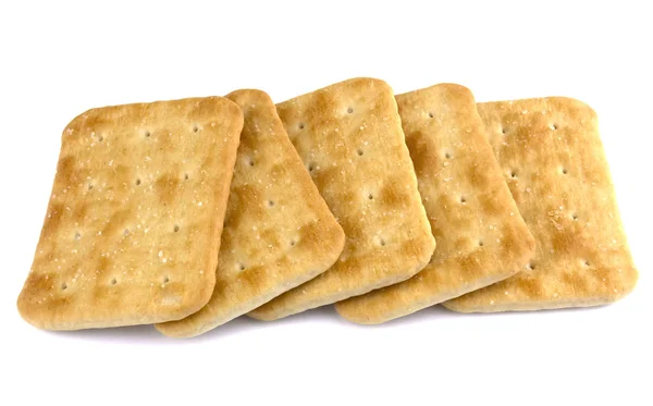 Droge Cracker Koekjes Geïsoleerd Witte Achtergrond Concept Van Voedsel — Stockfoto