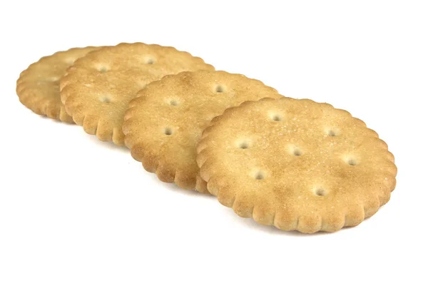 Droge Ronde Cracker Cookies Geïsoleerd Een Witte Achtergrond Concept Van — Stockfoto