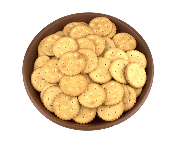 Galletas Galletas Secas Redondas Tazón Aisladas Sobre Fondo Blanco Concepto — Foto de Stock