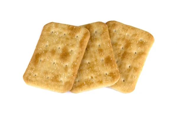 Biscotti Cracker Secco Isolati Sfondo Bianco Concetto Cibo — Foto Stock
