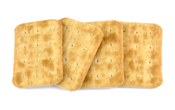 Droge Cracker Koekjes Geïsoleerd Witte Achtergrond Concept Van Voedsel — Stockfoto