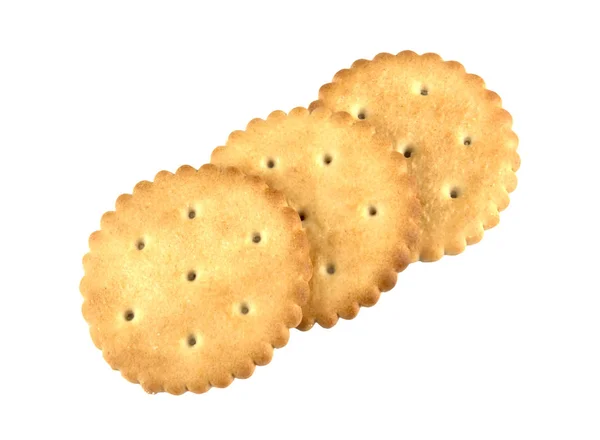 Tørre Runde Krakker Cookies Isoleret Hvid Baggrund Begrebet Mad - Stock-foto