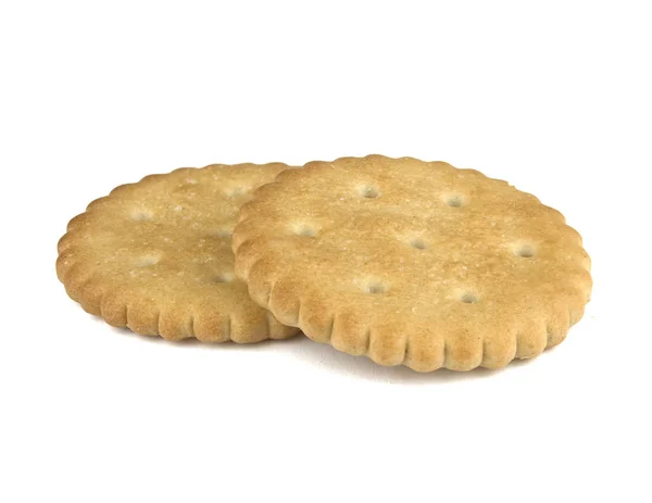 Torra Runda Cracker Cookies Isolerad Vit Bakgrund Begreppet Mat — Stockfoto