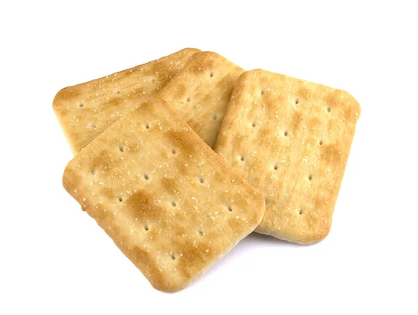 Dry Cracker Cookies Απομονωμένα Λευκό Φόντο Έννοια Των Τροφίμων — Φωτογραφία Αρχείου