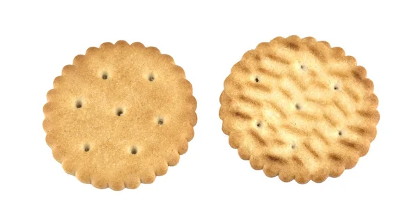 Suche Cracker Okrągłe Ciasteczka Białym Tle Białym Tle Koncepcja Żywności — Zdjęcie stockowe