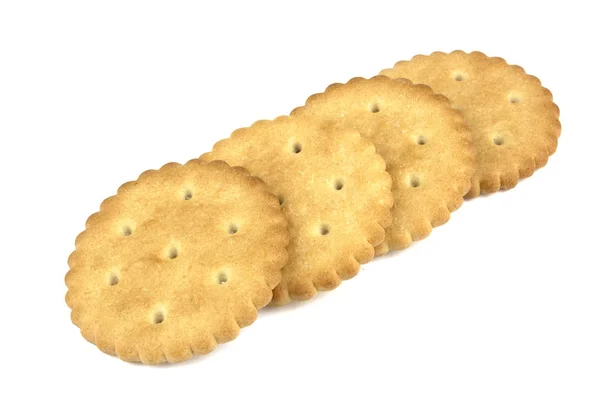 干燥圆饼干饼干查出在白色背景 食物的概念 — 图库照片