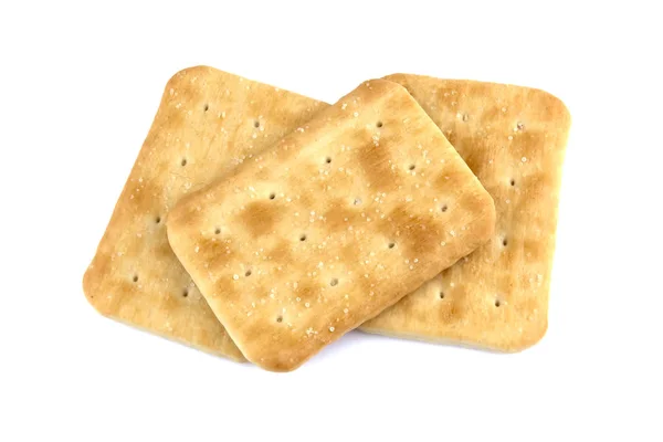 Dry Cracker Cookies Απομονωμένα Λευκό Φόντο Έννοια Των Τροφίμων — Φωτογραφία Αρχείου