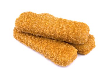 Balık kroket beyaz arka plan üzerinde izole. Donmuş Balık kroket.