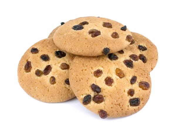 Fehér alapon mazsola cookie-k — Stock Fotó