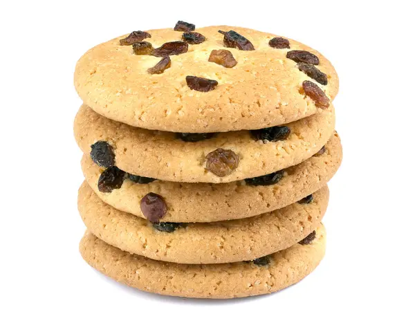 Fehér alapon mazsola cookie-k — Stock Fotó