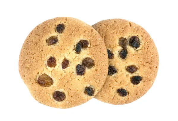 Galletas con pasas sobre fondo blanco — Foto de Stock