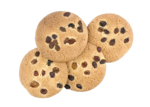 Galletas con pasas sobre fondo blanco — Foto de Stock