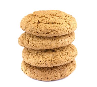 Beyaz arkaplanda yulaf kurabiyeleri