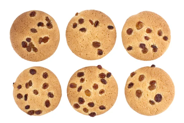 Cookies med rosin på hvid baggrund - Stock-foto