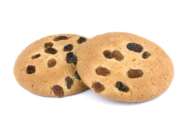 Fehér alapon mazsola cookie-k — Stock Fotó