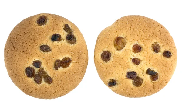 Kekse mit Rosinen auf weißem Hintergrund — Stockfoto
